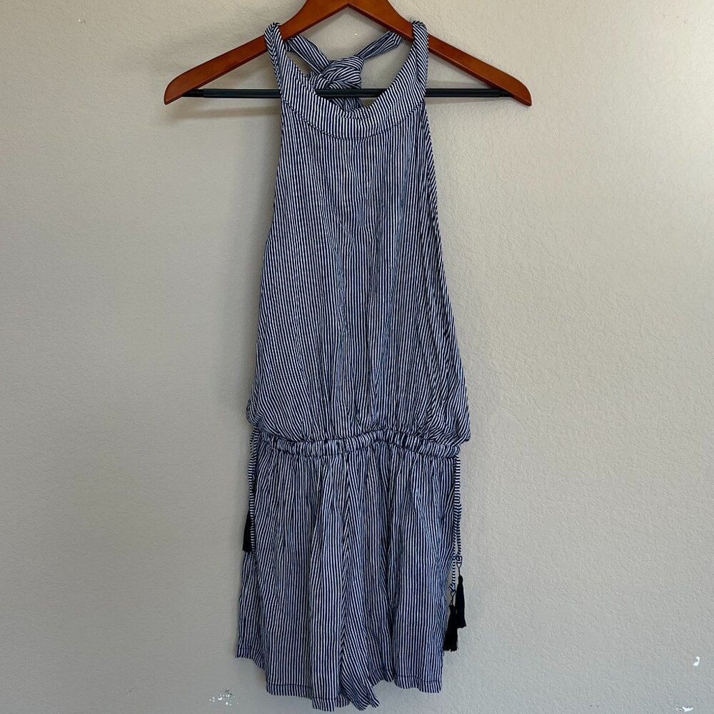 Faithfull The Brand - blue and White Striped Open Back Romper - Picture 2 of 9